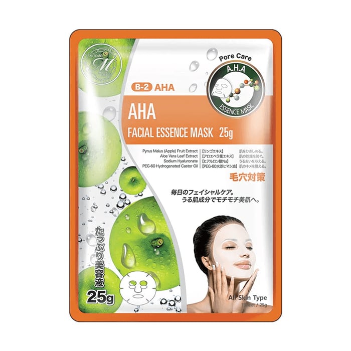 Тканинна маска для обличчя Mitomo 512 AHA Facial Essence Mask з AHA-кислотами, 25 г